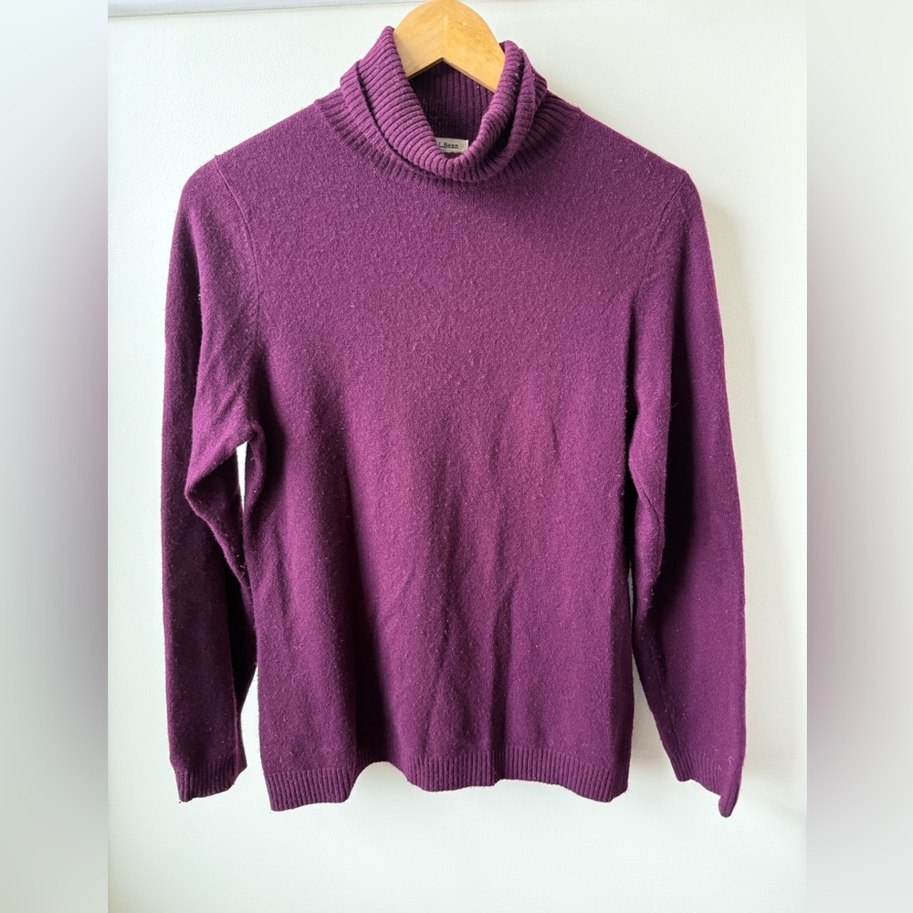 LL BEAN 100% Cashmere Sweater Turtleneck Burgundy Quiet Luxury‎ Old Money M